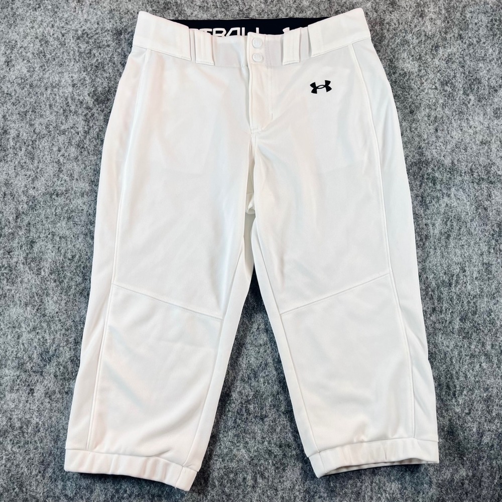 Under Armour Softball Pants Womens Medium White Cropped Athletic UA Fastpitch